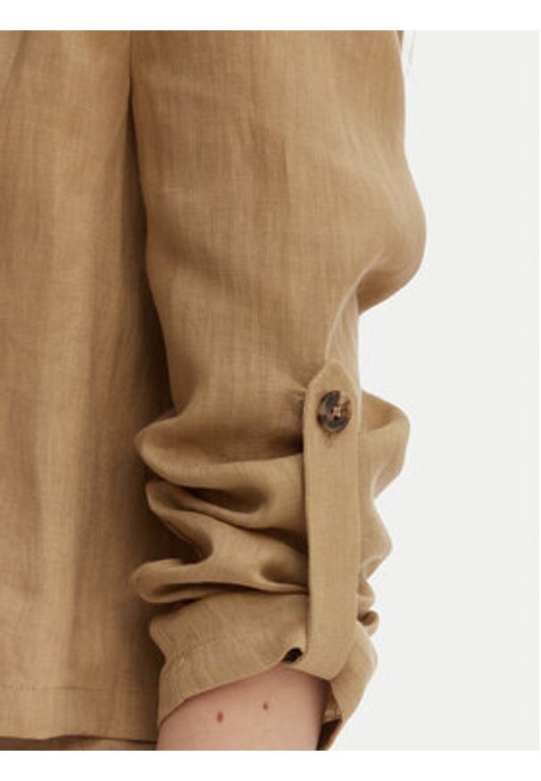 Marella Marynarka Papiro 2615041042 Beżowy Regular Fit. Kolor: beżowy. Materiał: len