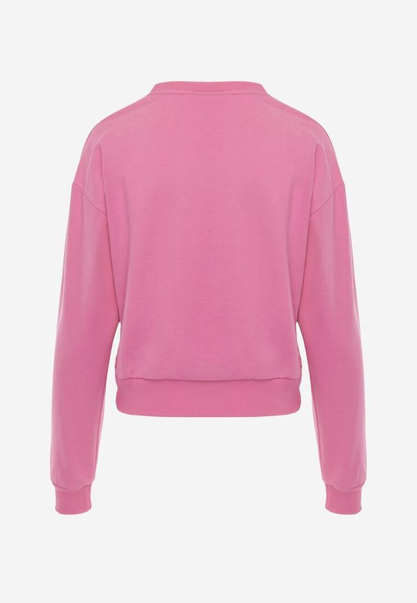 Renee - Fuksjowa Bluza z Bawełną ze Ściągaczami przy Rękawach i w Pasie Alberia. Kolor: różowy. Materiał: bawełna