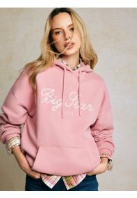 Big-Star - Bluza damska z kapturem różowa Raisa 601. Okazja: do domu. Typ kołnierza: kaptur. Kolor: różowy. Materiał: dzianina. Wzór: haft. Styl: elegancki, klasyczny, sportowy #4