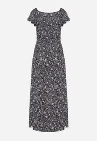 Born2be - Czarna Sukienka z Bufkami przy Rękawach w Kwiaty Neralese. Okazja: na co dzień, na imprezę. Kolor: czarny. Materiał: jeans. Wzór: kwiaty. Sezon: lato. Styl: casual #4