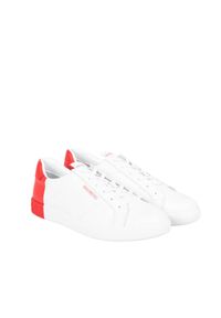 Bikkembergs Sneakersy "Saul" | B4BKM0169 | Saul | Mężczyzna | Biały, Czerwony. Kolor: czerwony, biały, wielokolorowy. Materiał: skóra ekologiczna. Wzór: aplikacja, nadruk