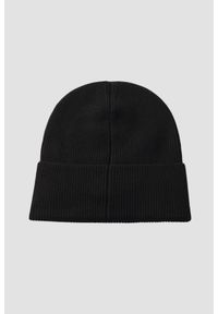 Just Cavalli - JUST CAVALLI Czarna damska czapka beanie z domieszką wełny. Kolor: czarny. Materiał: wełna. Wzór: haft. Styl: elegancki