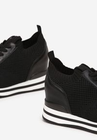 Renee - Czarne Sneakersy na Ukrytej Koturnie Kerenitta. Kolor: czarny. Obcas: na koturnie #4