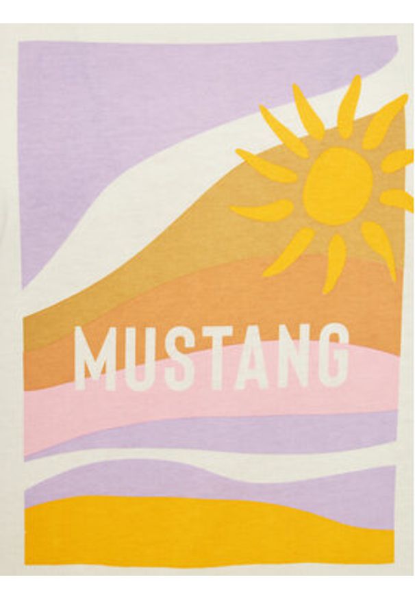 Mustang T-Shirt Alma 1015163 Écru Regular Fit. Materiał: bawełna