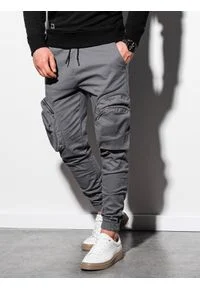 Ombre Clothing - Spodnie męskie joggery P996 - szare - L. Kolor: szary. Materiał: bawełna, elastan #1