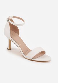 Born2be - Białe Klasyczne Sandały Vices na Szpilce Galenisse. Okazja: na co dzień, na ślub cywilny, na wesele, do pracy, na spotkanie biznesowe. Kolor: biały. Obcas: na szpilce. Styl: klasyczny. Wysokość obcasa: średni #7