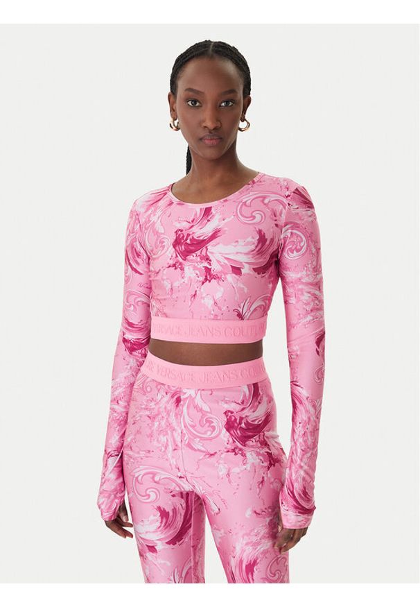 Versace Jeans Couture Bluzka 80HAH218 JS532 Różowy Slim Fit. Kolor: różowy. Materiał: syntetyk