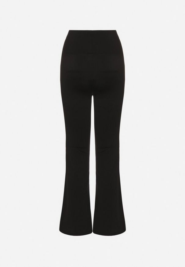 Born2be - Czarne Legginsy o Kroju Dzwonów z Wysokim Stanem Talliara. Okazja: na spacer. Stan: podwyższony. Kolor: czarny. Styl: sportowy