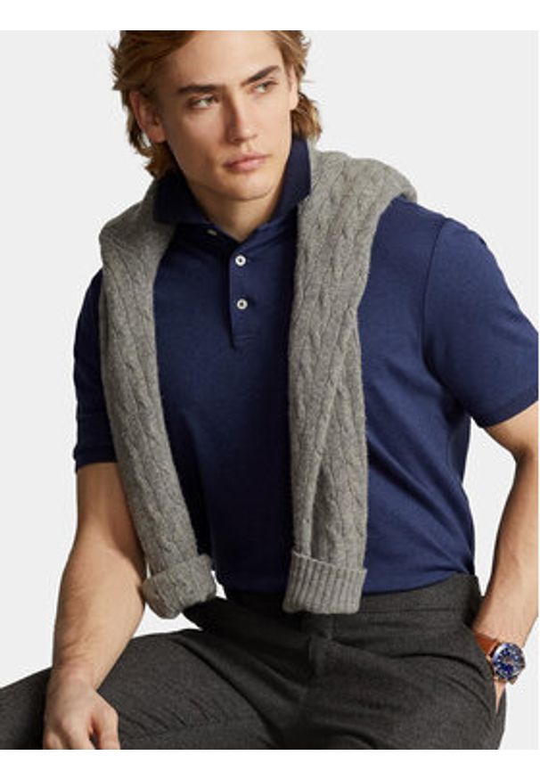 Polo Ralph Lauren Polo 710704319033 Granatowy Custom Slim Fit. Typ kołnierza: polo. Kolor: niebieski. Materiał: bawełna