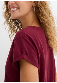 bonprix - Długi T-shirt z czystej bawełny. Kolor: czerwony. Materiał: bawełna. Długość rękawa: krótki rękaw. Długość: krótkie, długie #3
