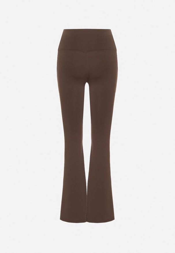 Born2be - Brązowe Elastyczne Spodnie z Gumką w Talii i Wysokim Stanem Brinamla. Stan: podwyższony. Kolor: brązowy. Styl: elegancki