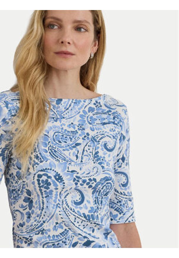 Lauren Ralph Lauren - LAUREN RALPH LAUREN Bluzka 200P09110001 Niebieski jasny Slim Fit. Kolor: niebieski. Materiał: bawełna