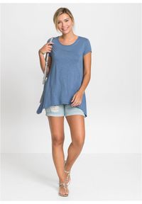 bonprix - Koszulka o asymetrycznej długości. Kolor: niebieski. Długość rękawa: krótki rękaw. Długość: krótkie, długie #2