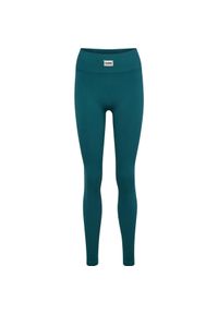 Damskie legginsy bezszwowe prążkowane Hummel Pulse. Kolor: zielony. Materiał: prążkowany. Wzór: prążki. Sport: fitness #1