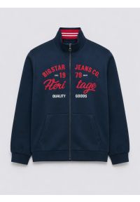 Big-Star - Bluza męska rozpinana z dużą aplikacją granatowa Shon 403. Okazja: na spacer, na co dzień, do pracy. Kolor: niebieski. Materiał: dzianina. Wzór: aplikacja. Styl: casual, sportowy #2