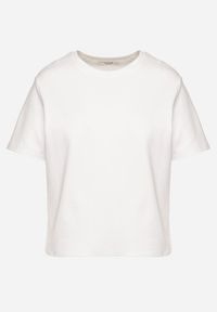 Born2be - Biały Bawełniany T-shirt z Grubszej Bawełny Tiariane. Okazja: na co dzień, na spotkanie biznesowe, do pracy. Kolor: biały. Materiał: bawełna. Styl: biznesowy, klasyczny, elegancki, casual #4