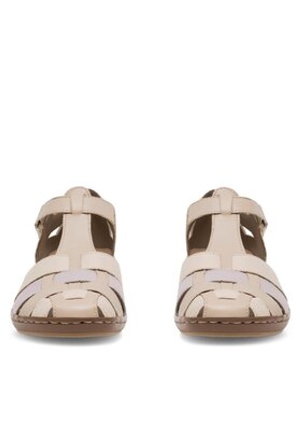 Rieker Sandały 45869-60 Beżowy. Kolor: beżowy. Materiał: skóra