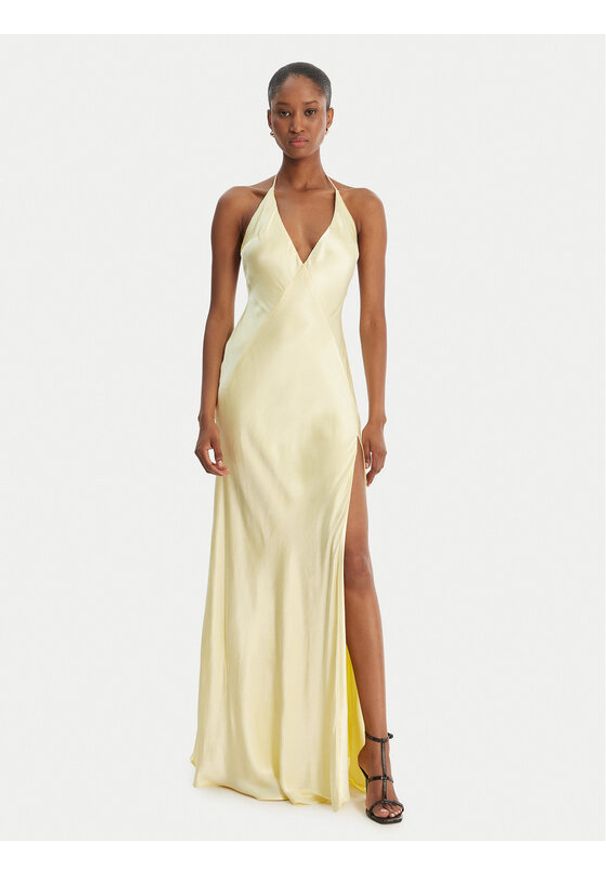 BARDOT - Bardot Sukienka wieczorowa Yve Contrast Halter 59315DB Żółty Slim Fit. Typ kołnierza: dekolt halter. Kolor: żółty. Materiał: wiskoza. Styl: wizytowy