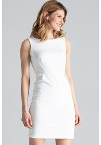 Figl - Dopasowana sukienka mini bez rękawa klasyczna ecru. Okazja: na imprezę, do pracy. Styl: klasyczny. Długość: mini #1