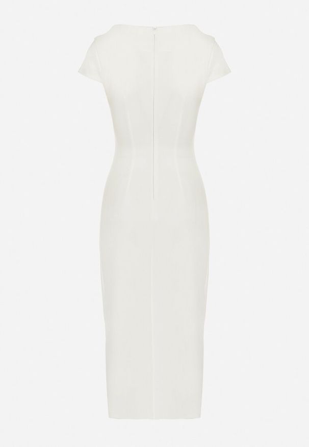 Born2be - Biała Sukienka Midi z Kwadratowym Dekoltem Revinane. Okazja: na co dzień. Typ kołnierza: dekolt kwadratowy. Kolor: biały. Styl: casual, elegancki. Długość: midi