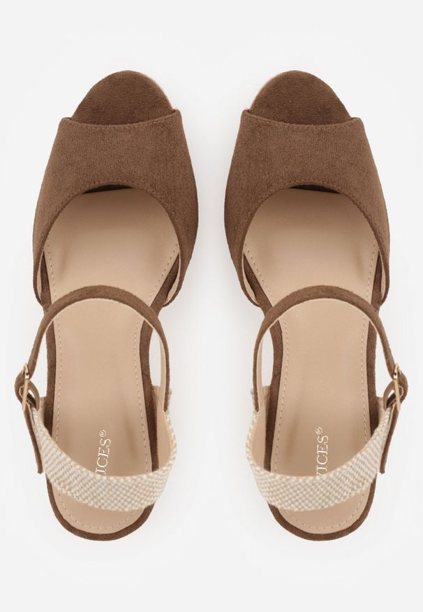 Born2be - Brązowe Sandały VICES na Koturnie z Plecionki w Stylu Boho Corolea. Zapięcie: pasek. Kolor: brązowy. Materiał: len. Obcas: na koturnie. Styl: boho. Wysokość obcasa: średni