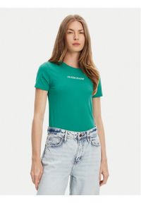Guess Jeans T-Shirt W4YI01 J1314 Zielony Slim Fit. Kolor: zielony. Materiał: bawełna