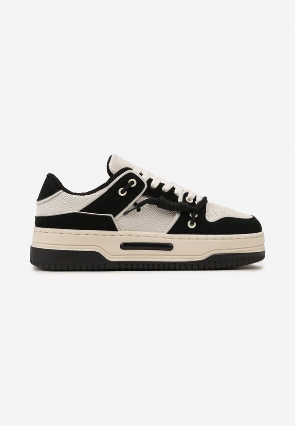 Born2be - Czarne Sneakersy na Platformie z Ozdobnym Sznurowaniem Awidea. Kolor: czarny. Materiał: jeans. Obcas: na platformie