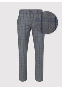 Pako Lorente - PAKO LORENTE – Szare spodnie męskie w niebieską kratę. Okazja: na co dzień. Kolor: niebieski, szary, wielokolorowy. Materiał: wiskoza, poliester. Styl: casual #4