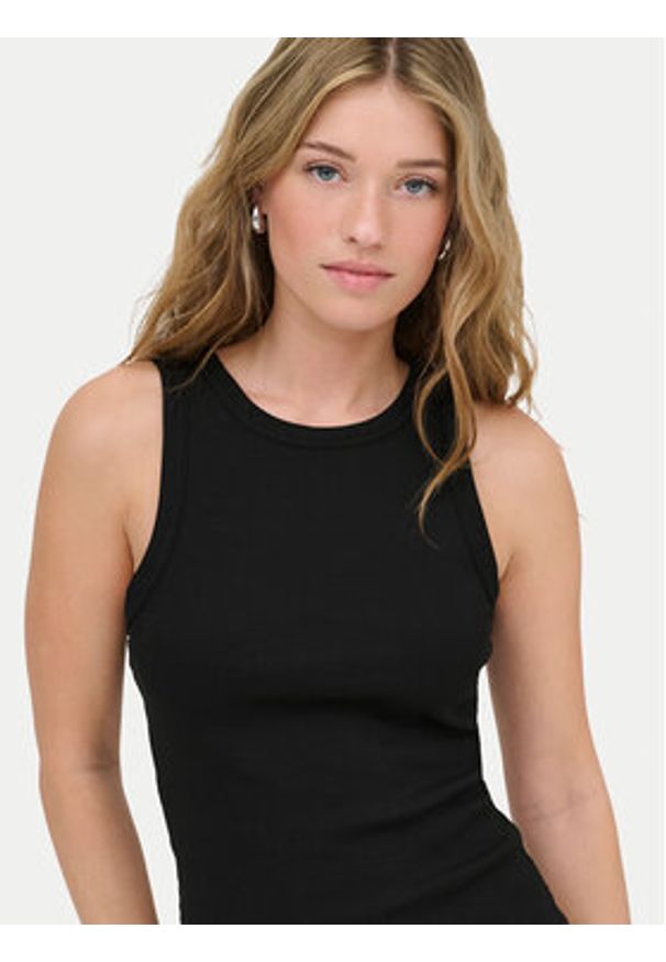 only - ONLY Top Val 2-Way 15371705 Czarny Slim Fit. Kolor: czarny. Materiał: bawełna