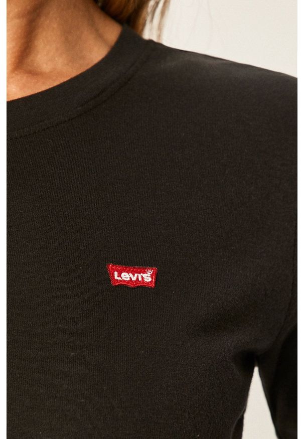 Levi's® - Levi's - Longsleeve. Okazja: na co dzień, na spotkanie biznesowe. Kolor: czarny. Materiał: dzianina. Długość rękawa: długi rękaw. Wzór: aplikacja. Styl: biznesowy, casual