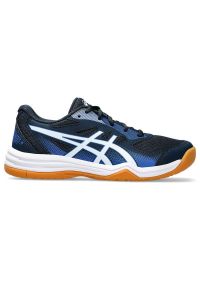 Buty do badmintona dla dzieci Asics Upcourt 5 GS 039. Kolor: wielokolorowy, biały, niebieski