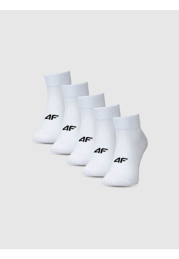 4f - 4F Skarpetki casual za kostkę (5-pack) męskie - białe 43-46. Kolor: biały. Materiał: materiał, włókno, poliamid, bawełna