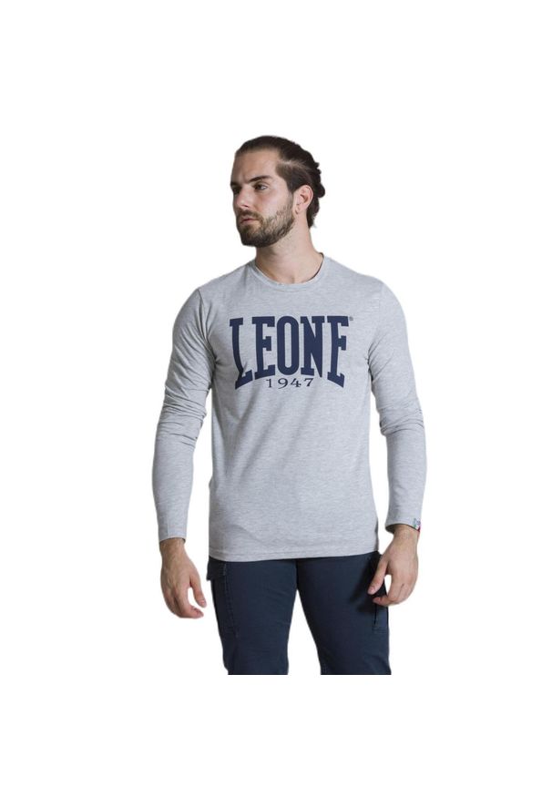 LEONE 1947 APPAREL - Męska koszulka z długim rękawem Leone 1947 Apparel. Kolor: szary. Materiał: tkanina. Długość rękawa: długi rękaw. Długość: długie. Sport: fitness