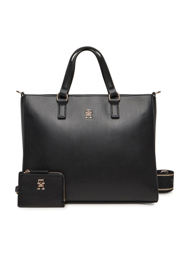 TOMMY HILFIGER - Tommy Hilfiger Torebka Th Joy Satchel AW0AW16814 Czarny. Kolor: czarny. Materiał: skórzane