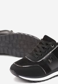 Born2be - Czarne Sneakersy Ganem. Okazja: na co dzień. Kolor: czarny. Materiał: skóra ekologiczna, syntetyk, materiał, nubuk #4