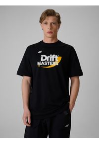 4f - 4F T-shirt loose z nadrukiem uniseks 4F x Drift Masters - czarny XS. Okazja: na co dzień. Kolor: czarny. Materiał: bawełna, dzianina. Wzór: nadruk. Styl: street, casual, sportowy, klasyczny #2