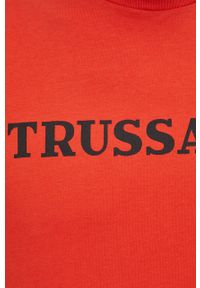 Trussardi Jeans - Trussardi T-shirt bawełniany kolor pomarańczowy z nadrukiem. Kolor: pomarańczowy. Materiał: bawełna. Wzór: nadruk
