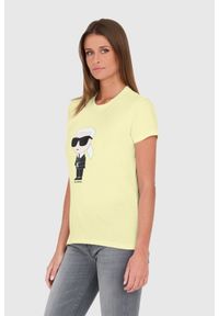 Karl Lagerfeld - KARL LAGERFELD Żółty damski t-shirt Ikonik 2.0 Karl T-shirt, Rozmiar XS. Kolor: żółty
