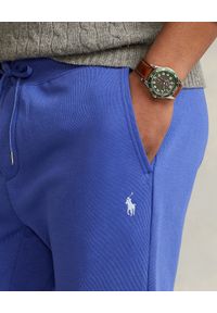 Ralph Lauren - RALPH LAUREN - Błękitne joggery z logo. Kolor: niebieski. Materiał: bawełna, dzianina. Wzór: haft #3