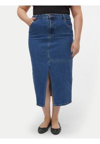 Vero Moda Curve Spódnica jeansowa Veri 10308406 Niebieski Regular Fit. Kolor: niebieski. Materiał: bawełna #1