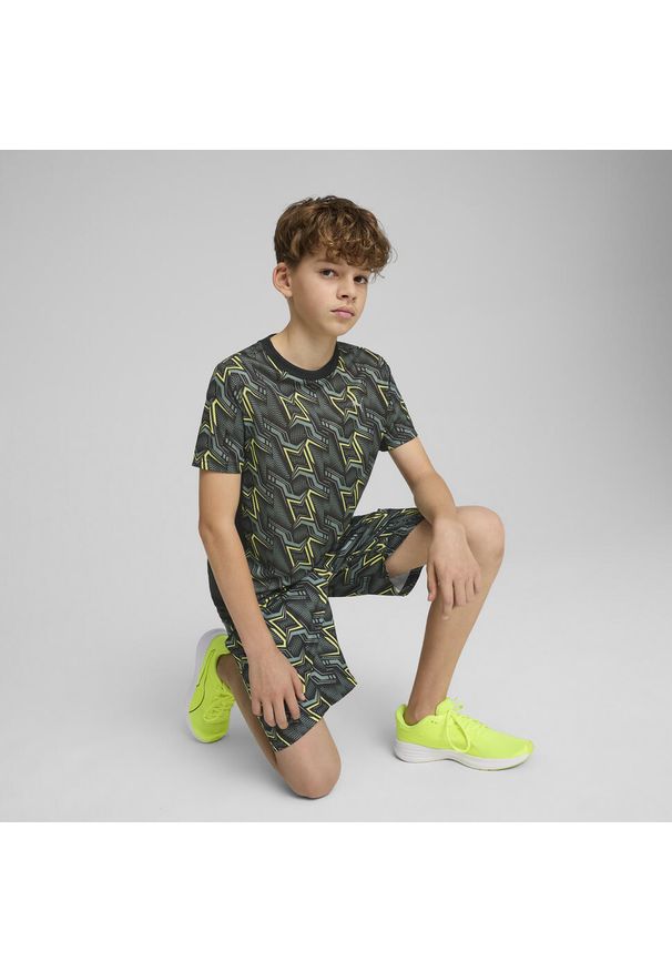 Puma - Młodzieżowa koszulka Essentials Poly PUMA Black. Kolor: czarny. Wzór: nadruk. Sport: joga i pilates