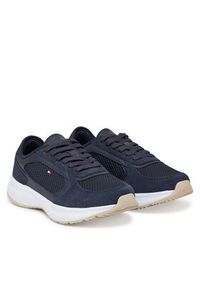 TOMMY HILFIGER - Tommy Hilfiger Sneakersy Sporty Runner FW0FW08644 Granatowy. Kolor: niebieski. Materiał: skóra, zamsz #6