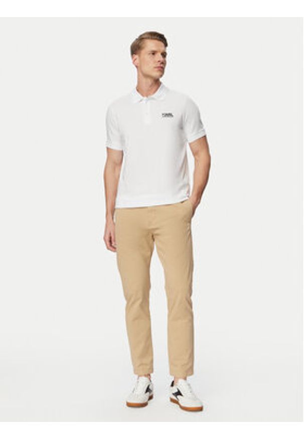 Karl Lagerfeld - KARL LAGERFELD Polo 745780 500235 Biały Regular Fit. Typ kołnierza: polo. Kolor: biały. Materiał: bawełna