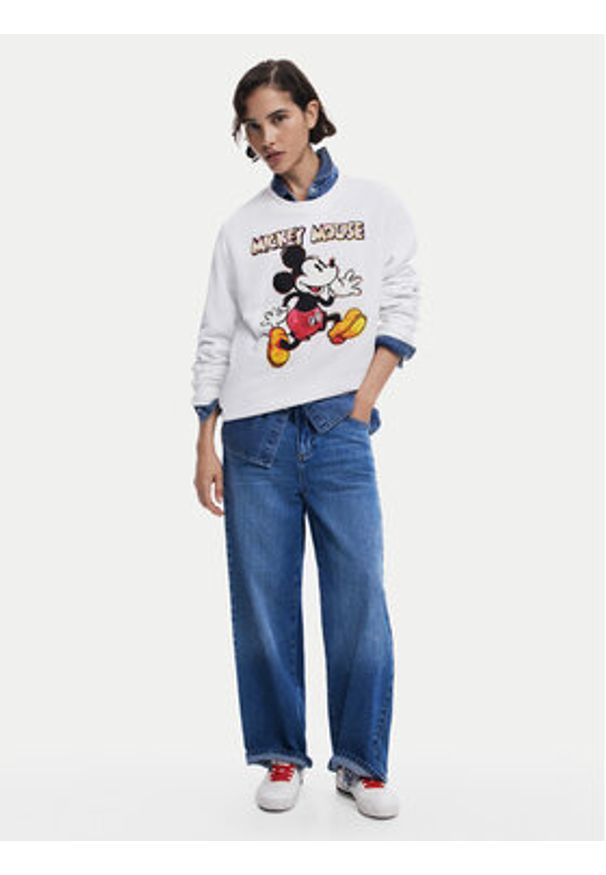 Desigual Bluza Avery Mickey 25SWSK45 Écru Regular Fit. Materiał: bawełna