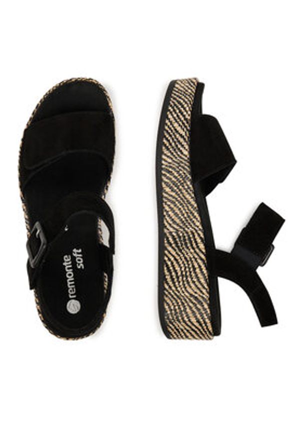 Remonte Sandały D1N54-02 Czarny. Kolor: czarny. Materiał: skóra, zamsz