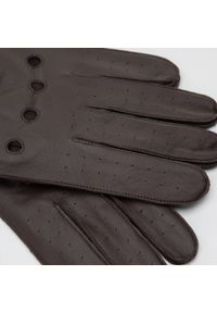 Wittchen - Męskie rękawiczki skórzane samochodowe ciemny brąz. Kolor: brązowy. Materiał: skóra. Sezon: wiosna, jesień, zima. Styl: rockowy, klasyczny, elegancki