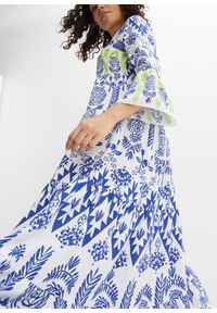 bonprix - Długa sukienka z lejącej wiskozy. Kolor: biały. Materiał: wiskoza. Wzór: nadruk. Długość: maxi #2