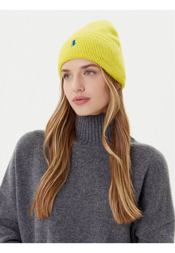 Polo Ralph Lauren Czapka 455954355008 Żółty. Kolor: żółty. Materiał: wełna, materiał