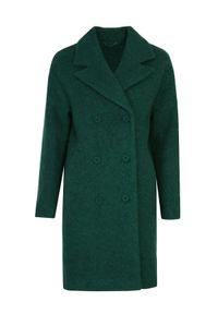 TOP SECRET - Wełniany dwurzędowy płaszcz. Kolor: zielony. Materiał: wełna #3