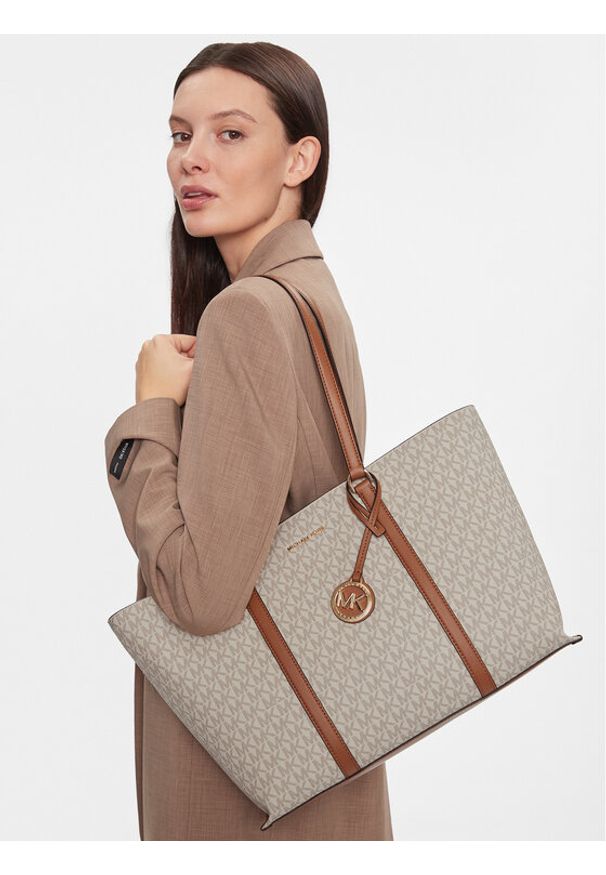 MICHAEL Michael Kors Torebka Temple Tote 30R4G1LT3B Beżowy. Kolor: beżowy. Materiał: skórzane